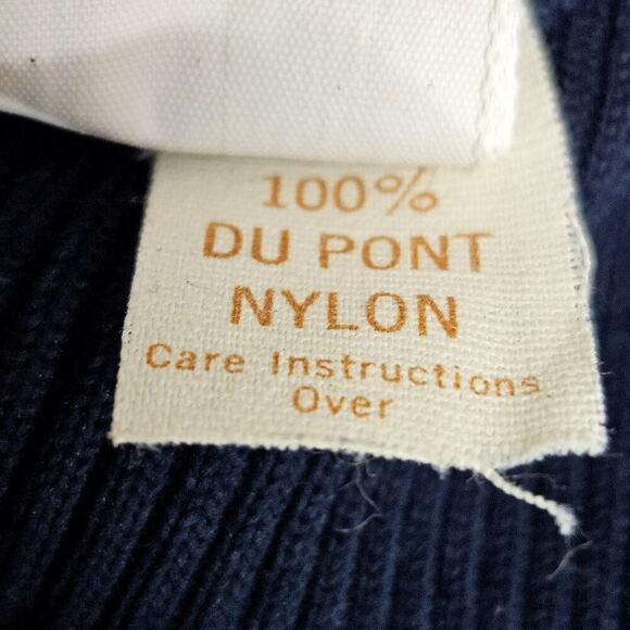 Vintage Munsingwear Turtle Neck Sweater XL Extra Large Navy Blue Ribbed Du Pont - Picture 3 of 7